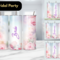 Custom bridal party tumblers in gift boxes. Bride and bridesmaid tumbler with floral design. Made by Tammi Oribello Designs, Lapeer, Mich.
